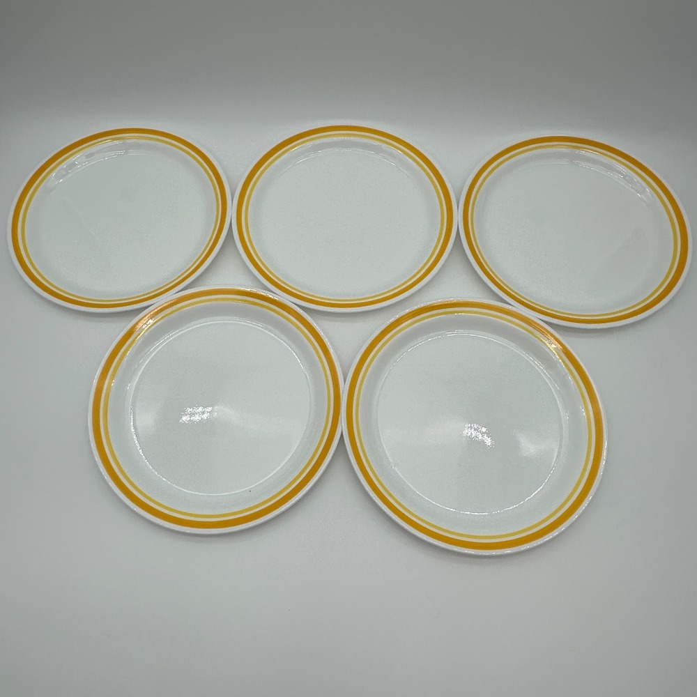 Corelle Citrus Yellow Salad Plates Set of 5 Corning Vitrelle 8.5in Orange Band